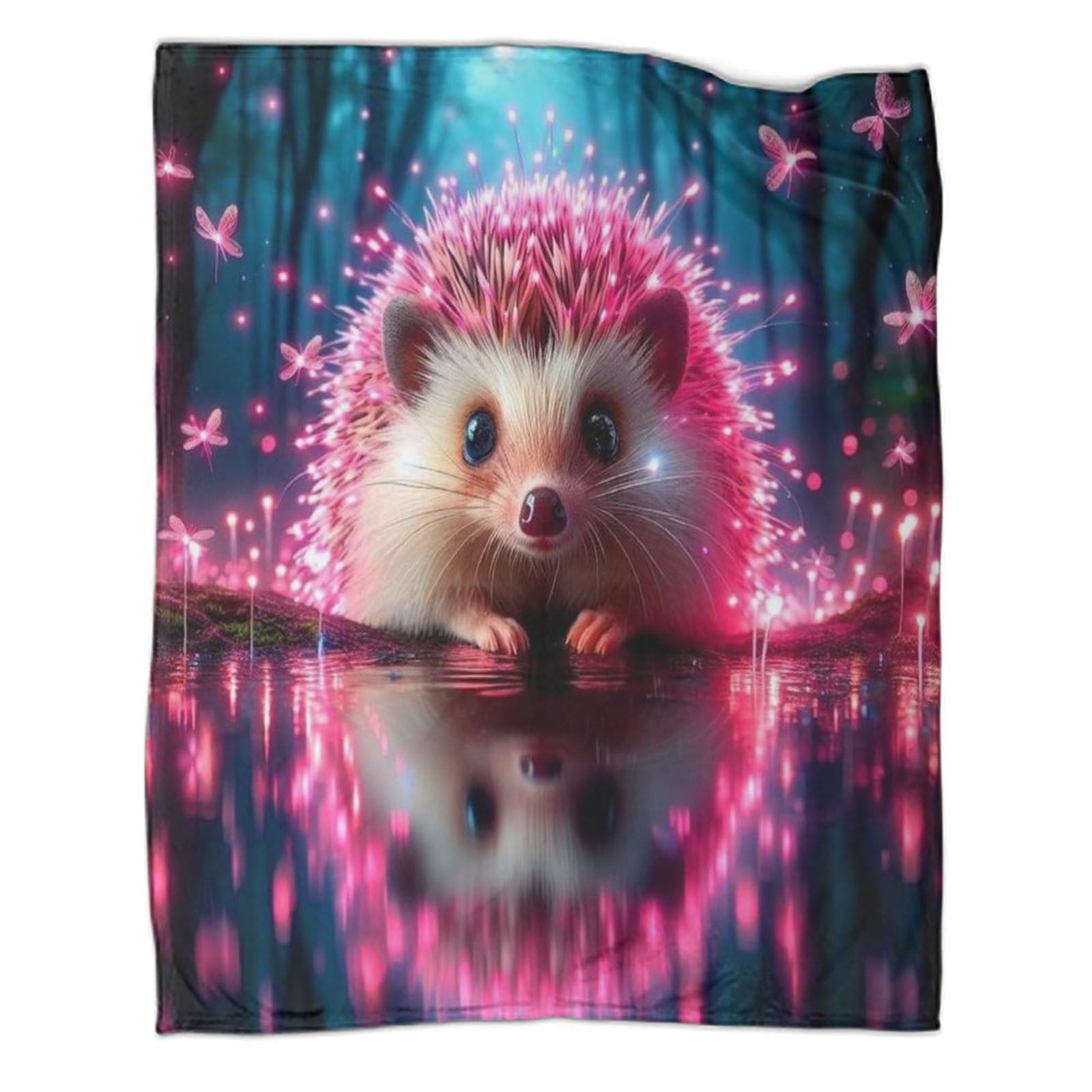 Porcospino neon Coperta Di Flanella Con Stampa Tema Animalee 3D Peluche Coperte Caldo Morbida Per Ragazzi Adulti Coperta Decorata ，per Divano Letto Ufficio 80x90inch(200x230cm)