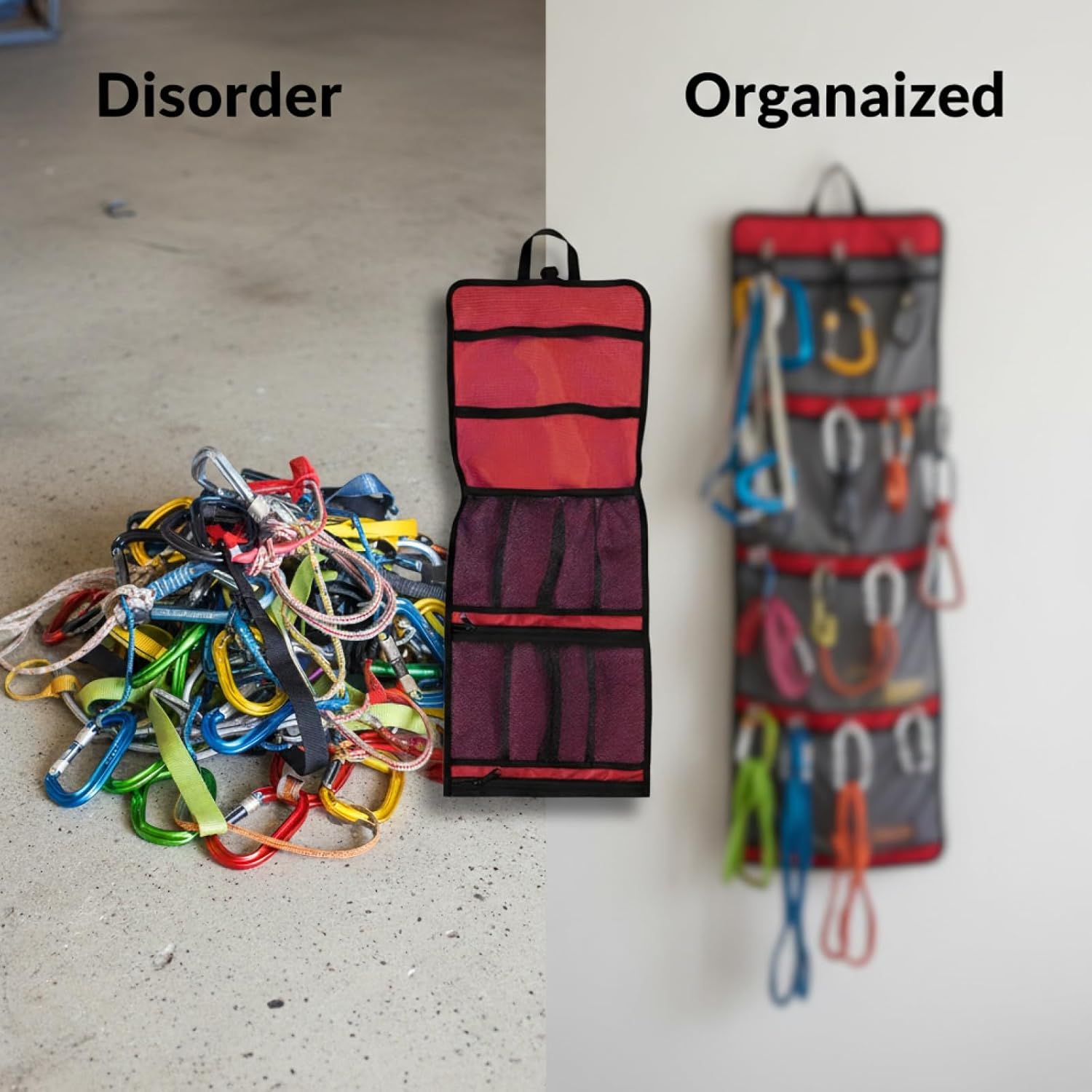 Climbing Gear Bag, Oxford Cloth Ice Climb Bag, Multi-Layer Storage, 33.1 X 10.6 In