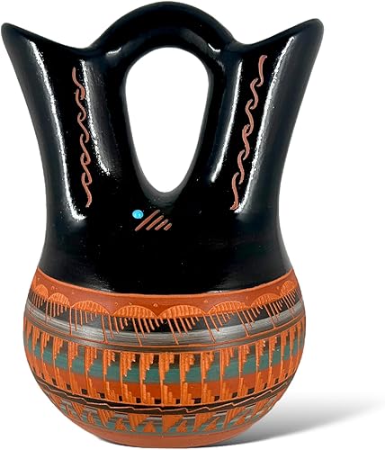 Miniatura 1 de Authentic Native American Pottery, Traditional Navajo Wedding Vase, Hand Painted Pot Made in New Mexico, Artist Signed, Southwestern Home Decor,