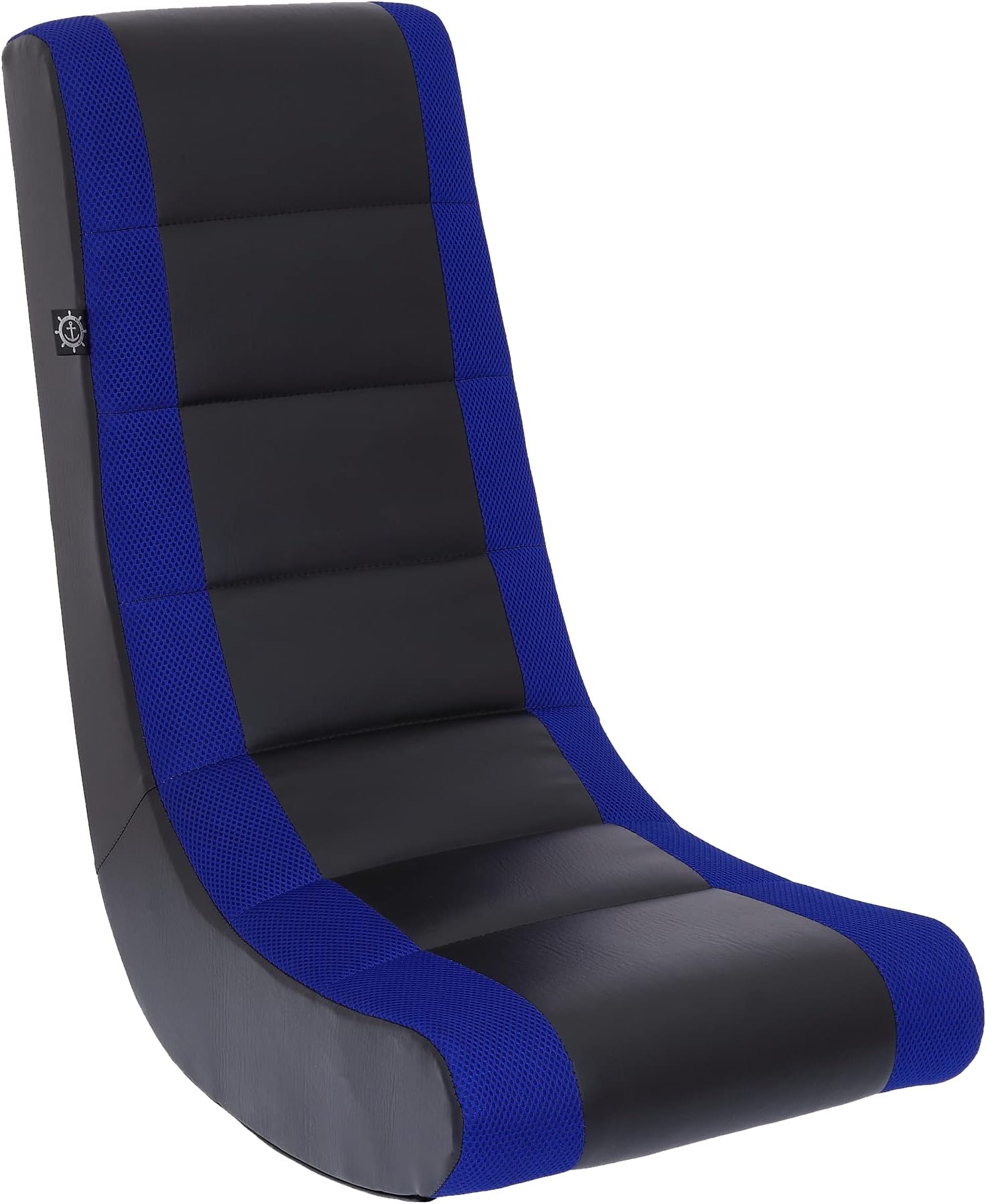 The Crew Furniture Classic Video Rocker Gaming Chair, for Kids and Teens, PU Faux Leather & Polyester Mesh, Black/Blue