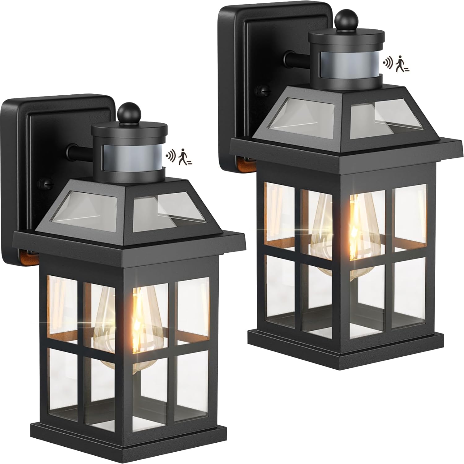 Motion Sensor Outdoor Light Fixtures 2-Pack Upgraded, Anti-Rust Aluminum Outdoor Sconces Front Porch Lights Black Exterior Light Fixtures Dusk to Dawn Outside Lights House, ETL Certified