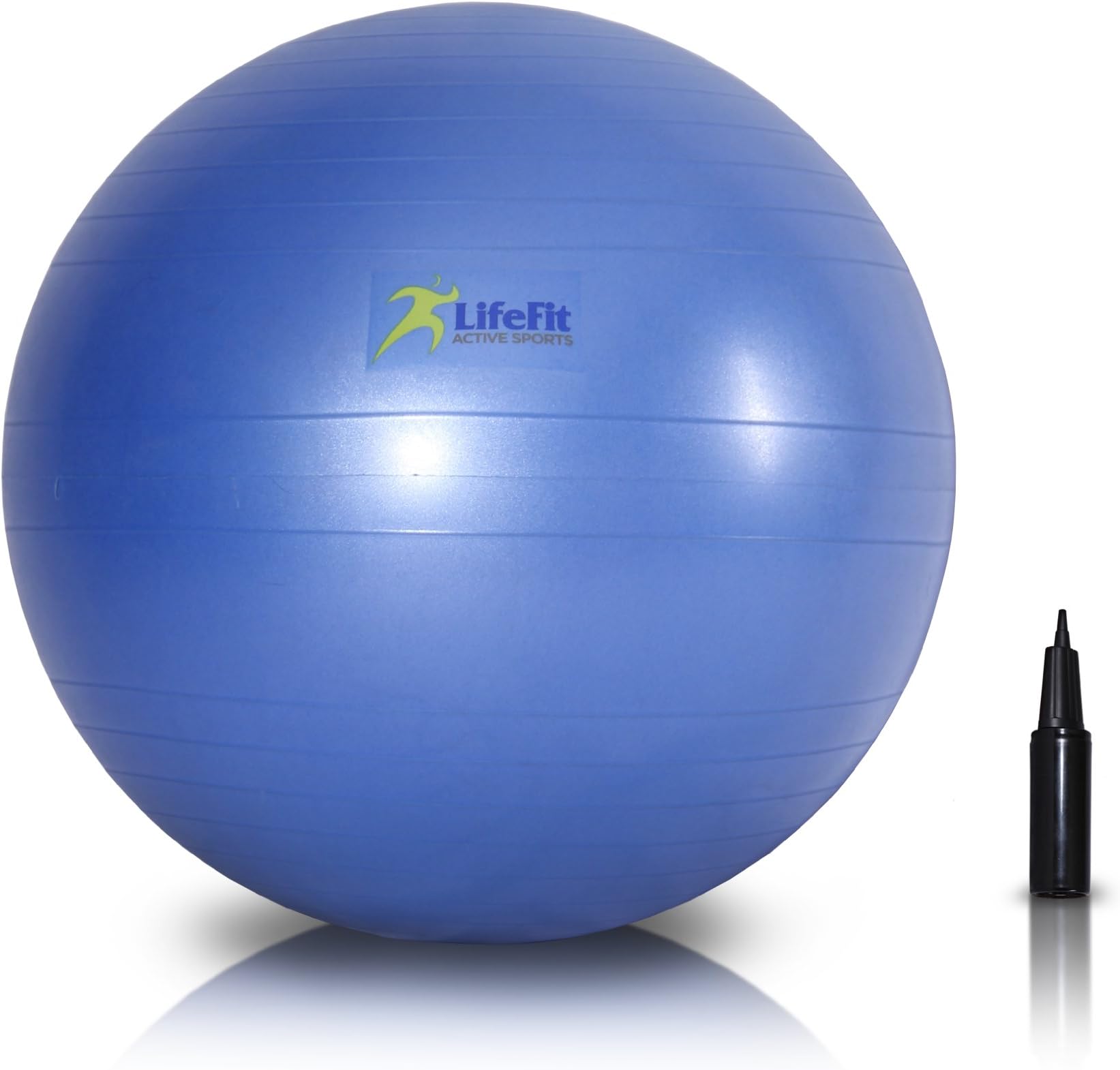 LifeFit Active Sports 65cm Exercise Ball - Stability Ball With Hand Pump - Non-Slip/Non-Toxic Environmentally Friendly Metal Free Yoga Ball - Able to Withstand 600lbs - Best Anti-Burst Stability Ball For Exercise and Physical Therapy ・Comes With 100% Guarantee・Recommended By Trainers