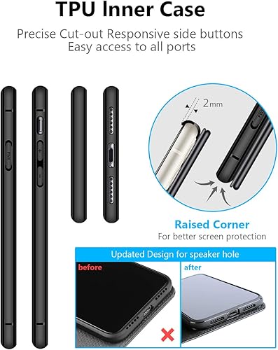 Miniatura 5 de OCASE Funda para teléfono celular iPhone 11, funda de piel sintética con tarjetero y cierre magnético, interior de TPU a prueba de golpes para