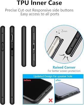 OCASE Compatible with iPhone 11 Wallet Case with Card Holder, PU Leather Flip Case with Kickstand and Magnetic Closure, TPU Shockproof Interior Protective Cover 6.1 Inch 2019 (Black)