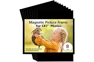 5x7 Magnetic Picture Frames for Refrigerator - 8 Pack Black with Matte Protective Film