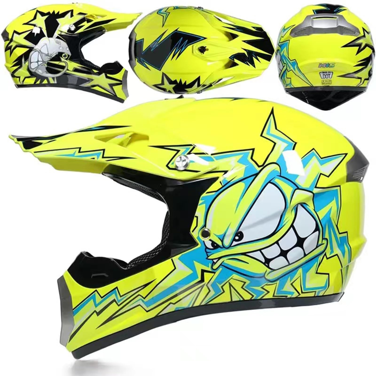 Motocross Fullface MTB Helm für Kinder und Herren - ABS-Schale, MX Enduro ATV Motorrad Downhill - Mit Handschuhe, Maske und Brille