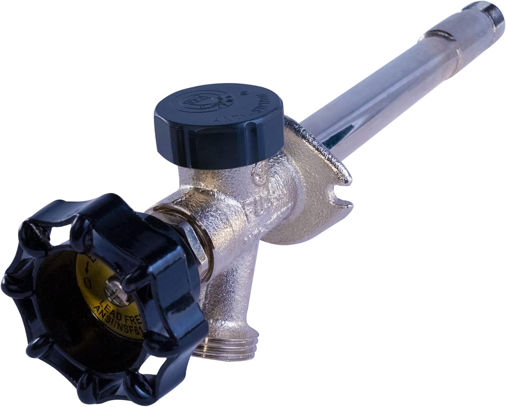 Midline Valve 6 Inch Frost-Free Anti-Siphon Sillcock – 1/2" PEX Inlet x 3/4" Hose Bib Outlet, Chrome-Plated Brass Outdoor Faucet