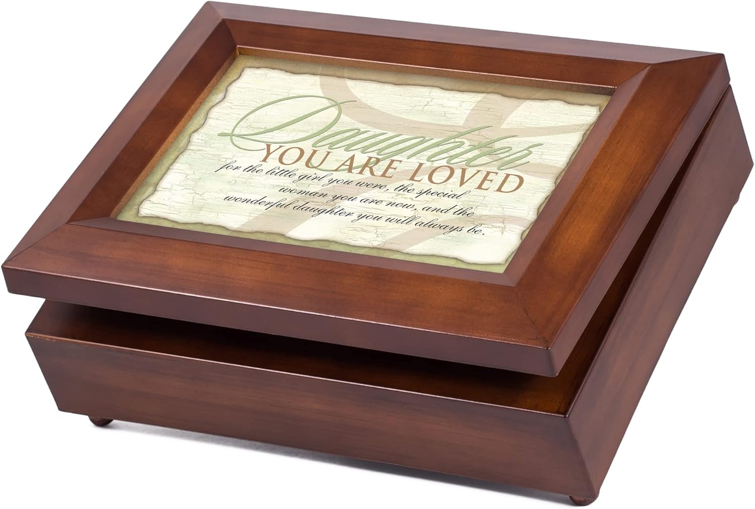 Cottage Garden Wonderful Daughter Dark Wood Finish Jewelry Music Box - Plays Tune You are My Sunshine