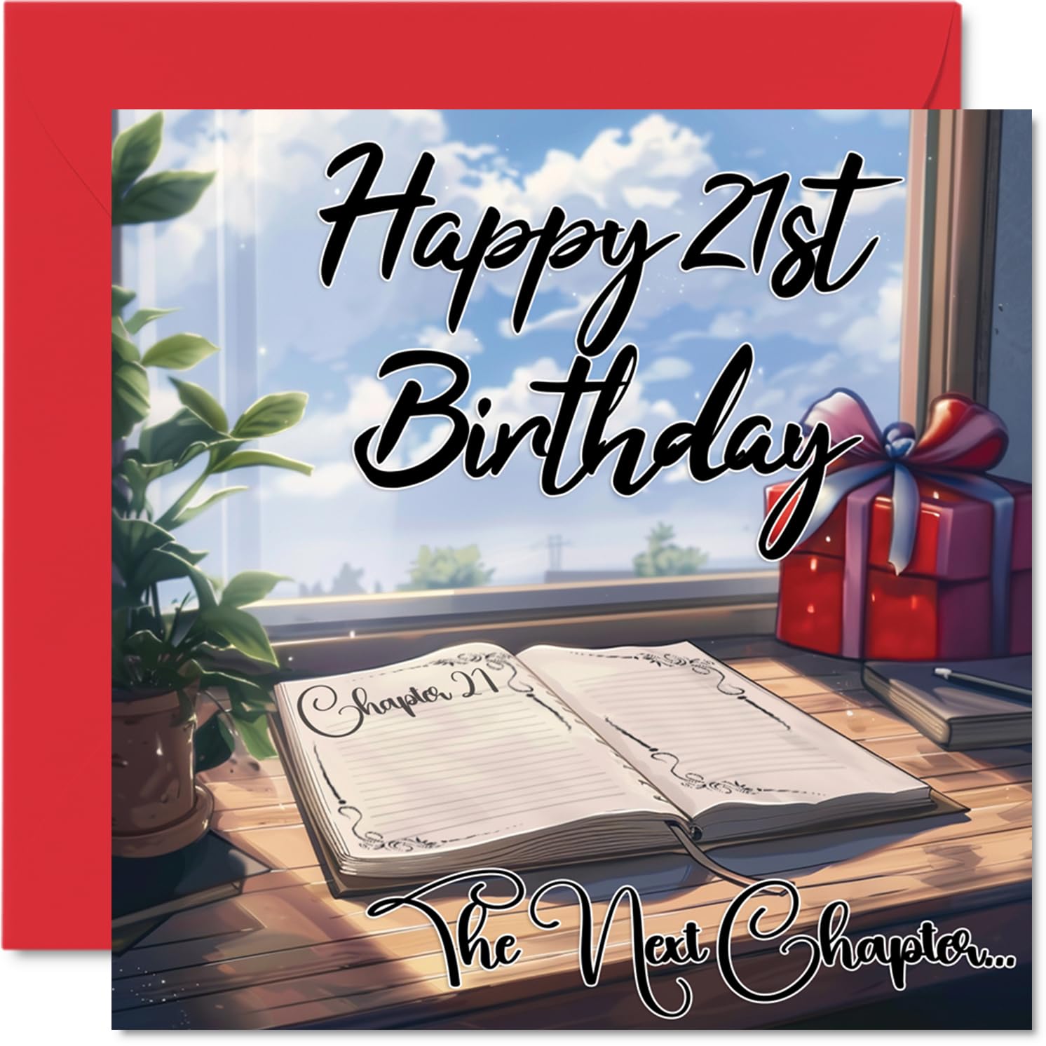 Anime 21st Birthday Cards for Woman Men - The Next Chapter - Happy Birthday Card for Son Daughter Brother Sister Grandson Granddaughter Niece Nephew Uncle, 145mm Bday Greeting Cards