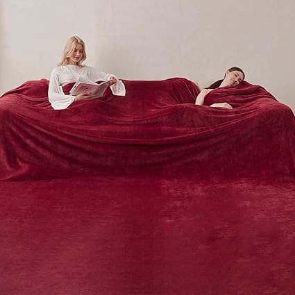 COOVA Oversized King Fleece Blanket 120x138 inches, Soft Cozy Warm Giant Extra Large 10'x11.5' Blanket for Bed, Sofa, Couch,Travel, Camping, California Huge Flannel Big Throw Blanket, Burgandy Red