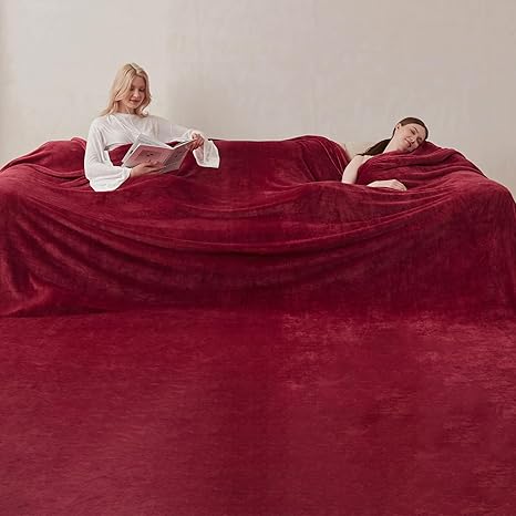 COOVA Oversized King Fleece Blanket 120x138 inches, Soft Cozy Warm Giant Extra Large 10'x11.5' Blanket for Bed, Sofa, Couch,Travel, Camping, California Huge Flannel Big Throw Blanket, Burgandy Red