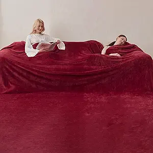 COOVA Oversized King Fleece Blanket 120x138 inches, Soft Cozy Warm Giant Extra Large 10'x11.5' Blanket for Bed, Sofa, Couch,Travel, Camping, California Huge Flannel Big Throw Blanket, Burgandy Red