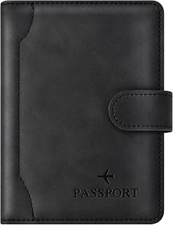 Herain Black Passport Holder for Travel, Passport Wallet Cover Case Women Men Family Cruise Ship Essentials, RFID Passport Book Holders Travel Accessories Vacation Must Haves