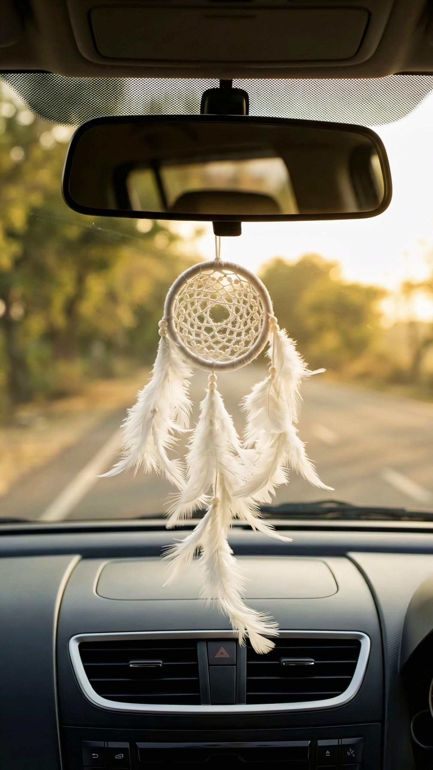 White Dream Catcher for Car & Home Decor – 9 Inch Handmade Boho Hanging Dreamcatcher with Feathers & Beads | 3 Inch Ring | Positive Energy Wall Hanging Decoration for Bedroom, Living Room & Gifts-image-24