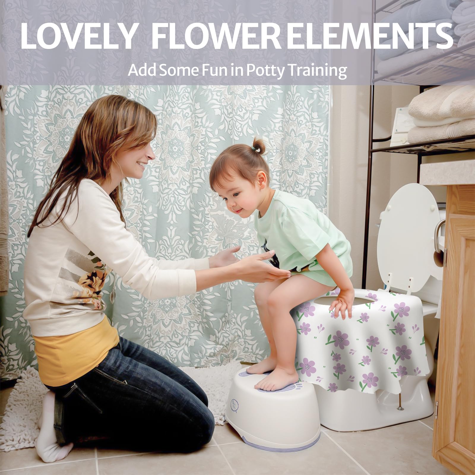 Blissful Diary 20 fundas desechables para asiento de inodoro para niños pequeños y adultos, extra grandes, impermeables, paquete portátil para viajes, entrenamiento de orinal para niños (flores