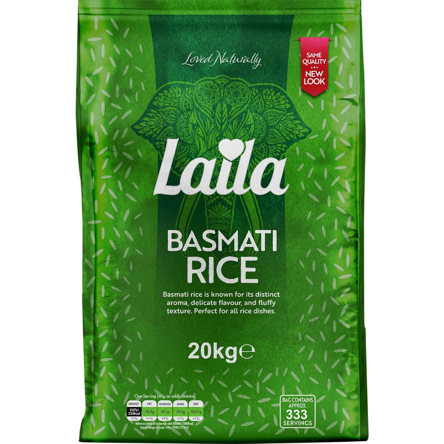 Riso Laila Basmati 20 kg – Riso Basmati Premium dal Pakistan, aromatico e facilmente digeribile, ideale per ogni occasione, senza glutine, contorno perfetto per i vostri piatti