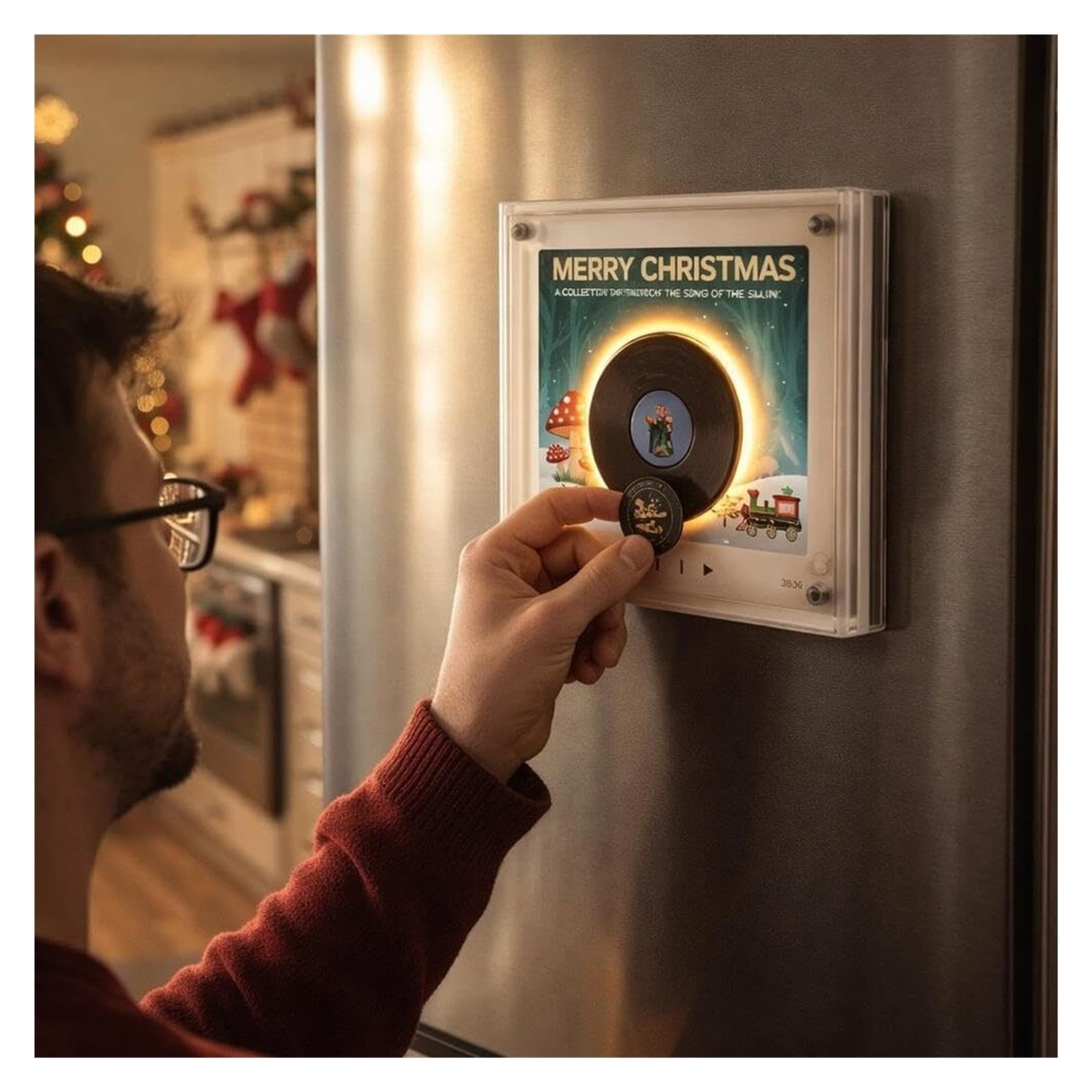 Aimants de Musique de Noël pour réfrigérateur avec 9 disques, Cadeau