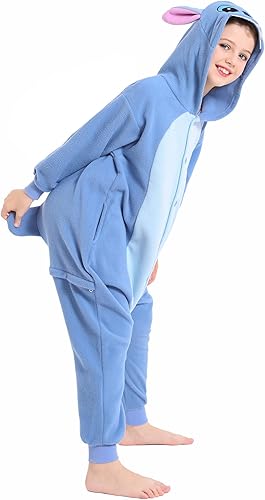 Miniatura 5 de Polyster, disfraz unisex de Halloween para niños, disfraz para cosplay de animé, de una pieza para niñas y niños de 10 a 12 años (10 (125 #), azul)