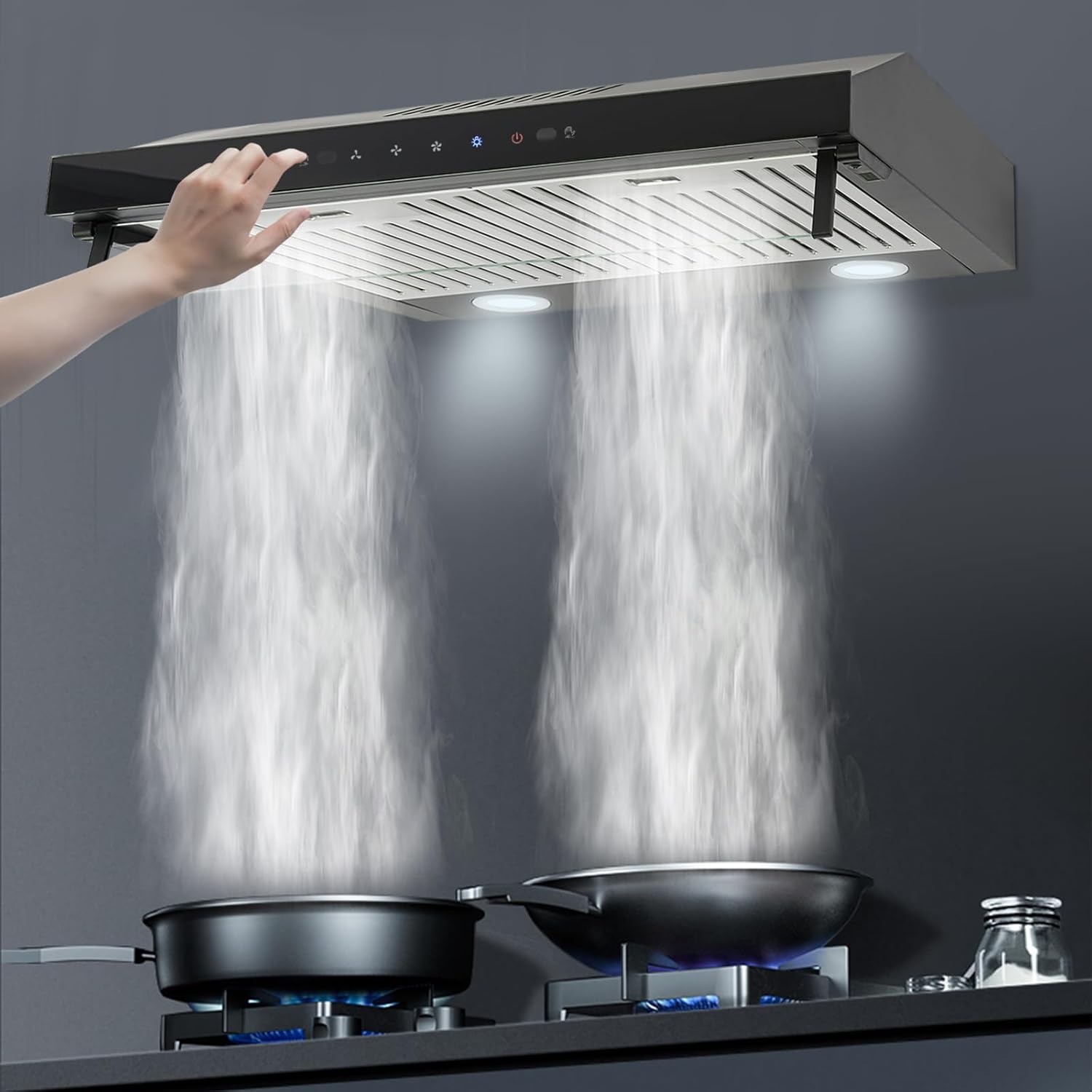 Under Cabinet Range Hood 24 Inch 3 Speed Stainless Steel Kitchen Hood Ductless Range Hood Stove Vent Hood