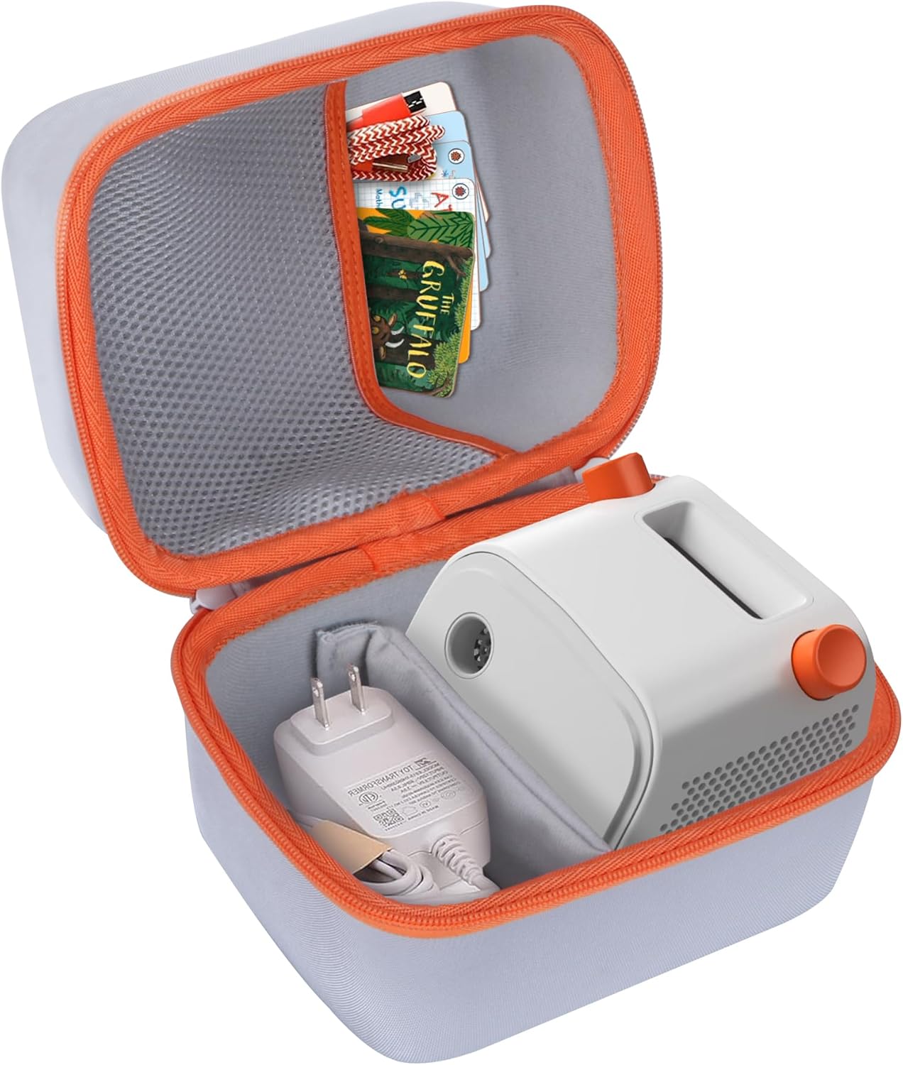 Hard Case Compatible with Yoto Player Kids Speaker Kids Audio Music Children Player (Off White + Orange Case) - Image 2