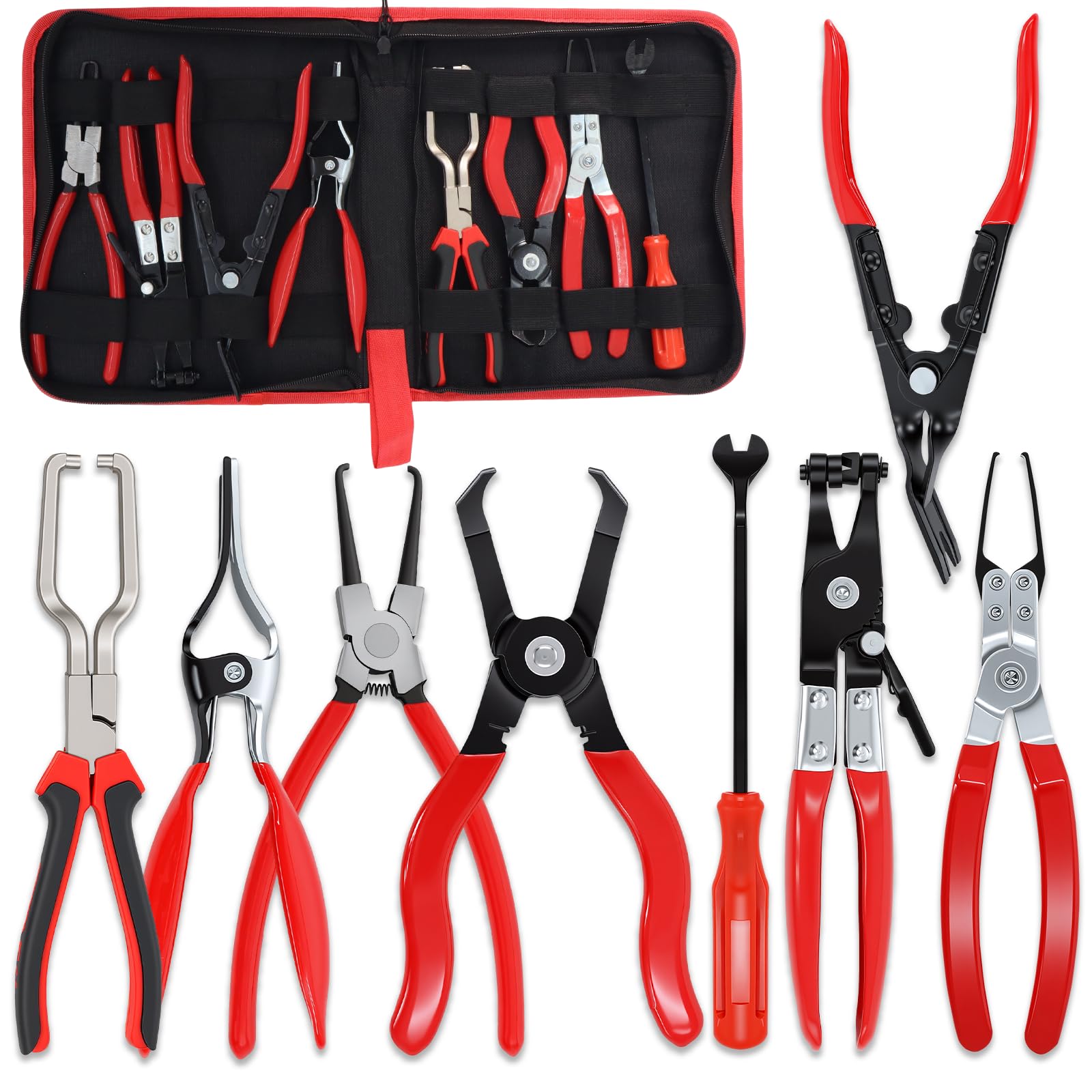 Pinze per estrattore relè, estrattore per fusibili per auto, strumento per estrattore relè automobilistico, strumento di rimozione del morsetto del fusibile in metallo da 11,5 pollici, rosso