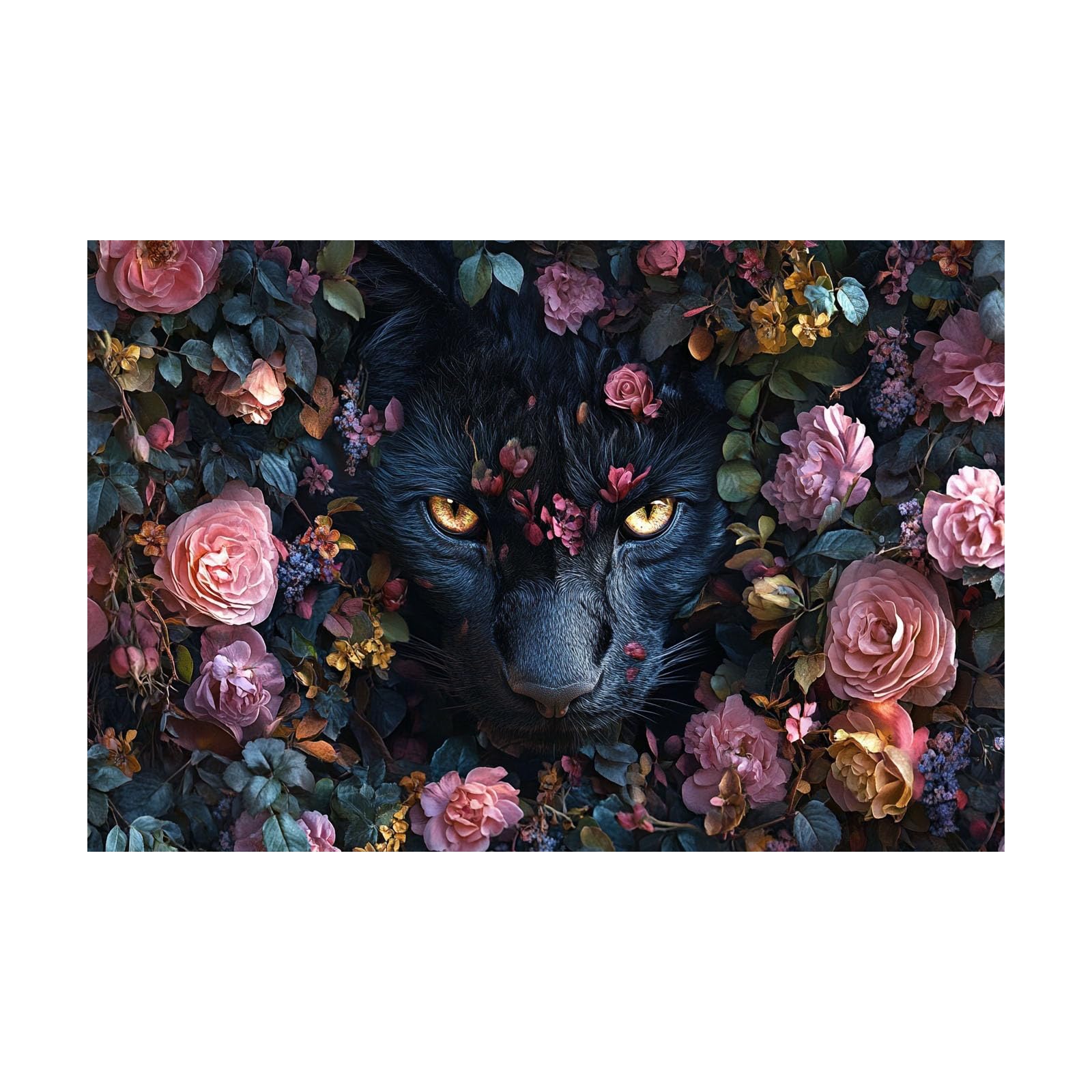 Cuadro de pantera y estampado de animales selva para decoración de interiores 8