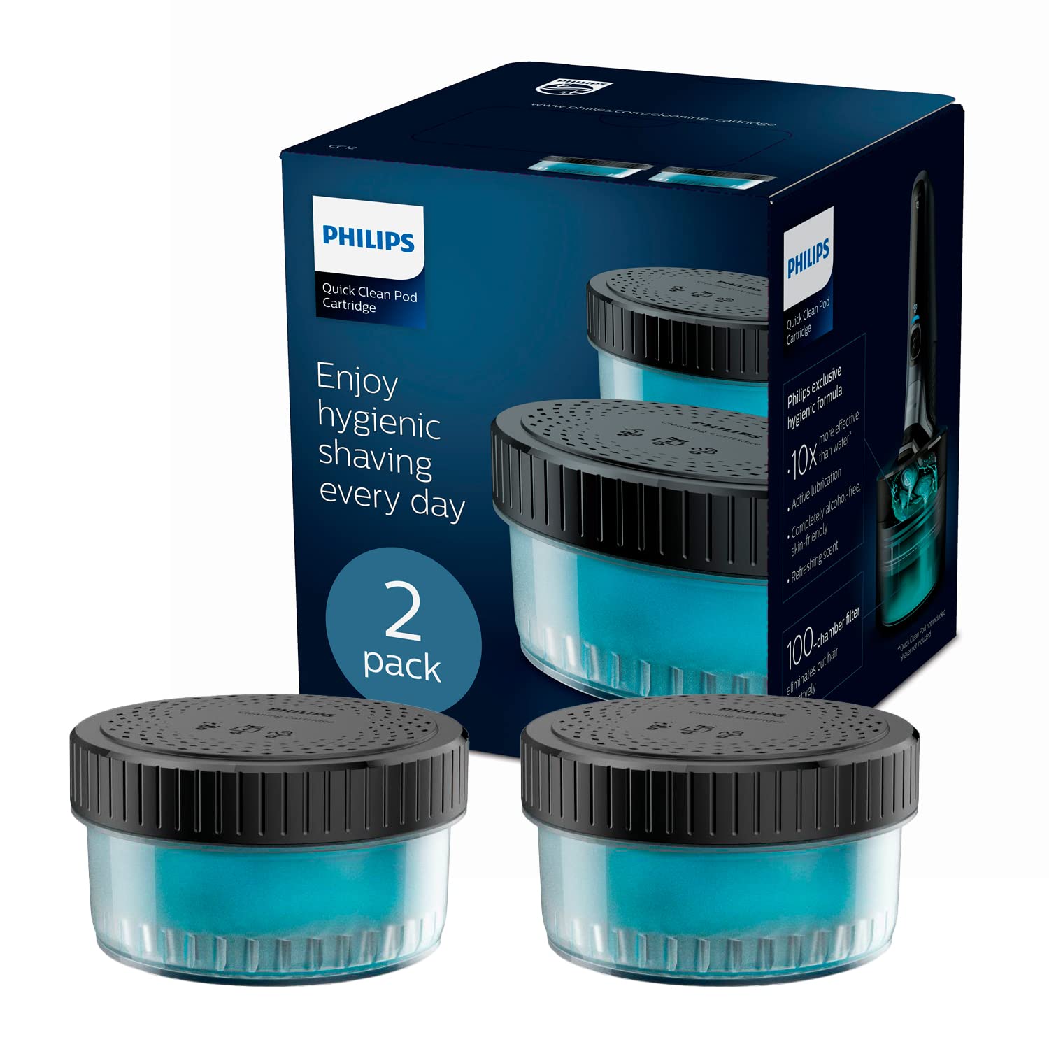 Philips UK Kitchen and Home Quick Clean Pod Replacement Cartridge for Electric Shaver 2-Pack Up to 6 mos