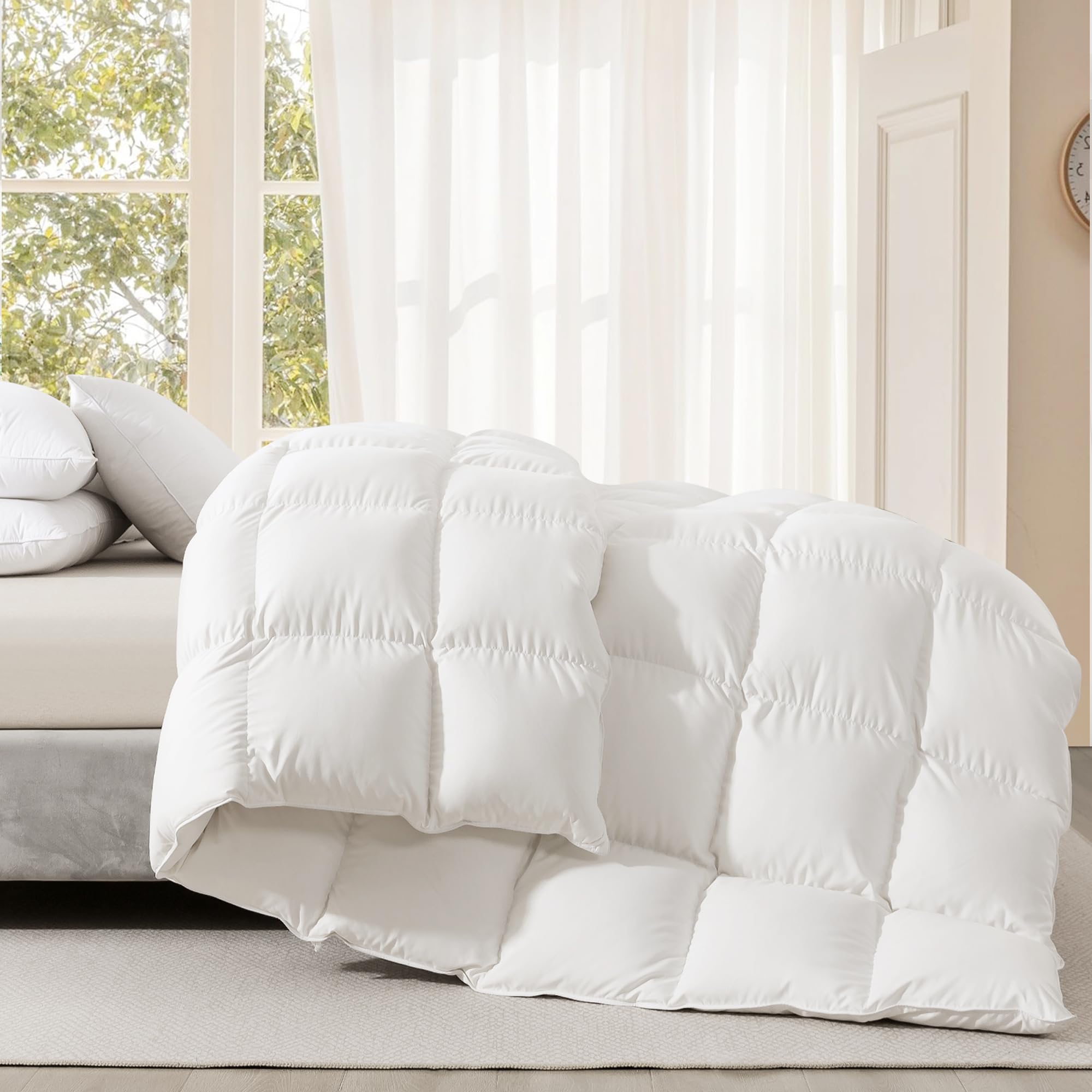 Autsel Edredón Nórdico Plumón 155x220cm, Edredón de Plumas y Plumón para Cama 105/150, 265gr/㎡ Edredón 4 Estaciones, Suave y Caliente