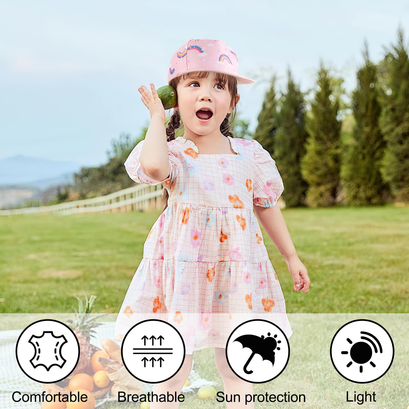 Tunejoy Gorra de Béisbol para Niños Niñas Sombrero de Algodón para el Sol Ajustables Gorros para Niños para Deporte Vacaciones Playa