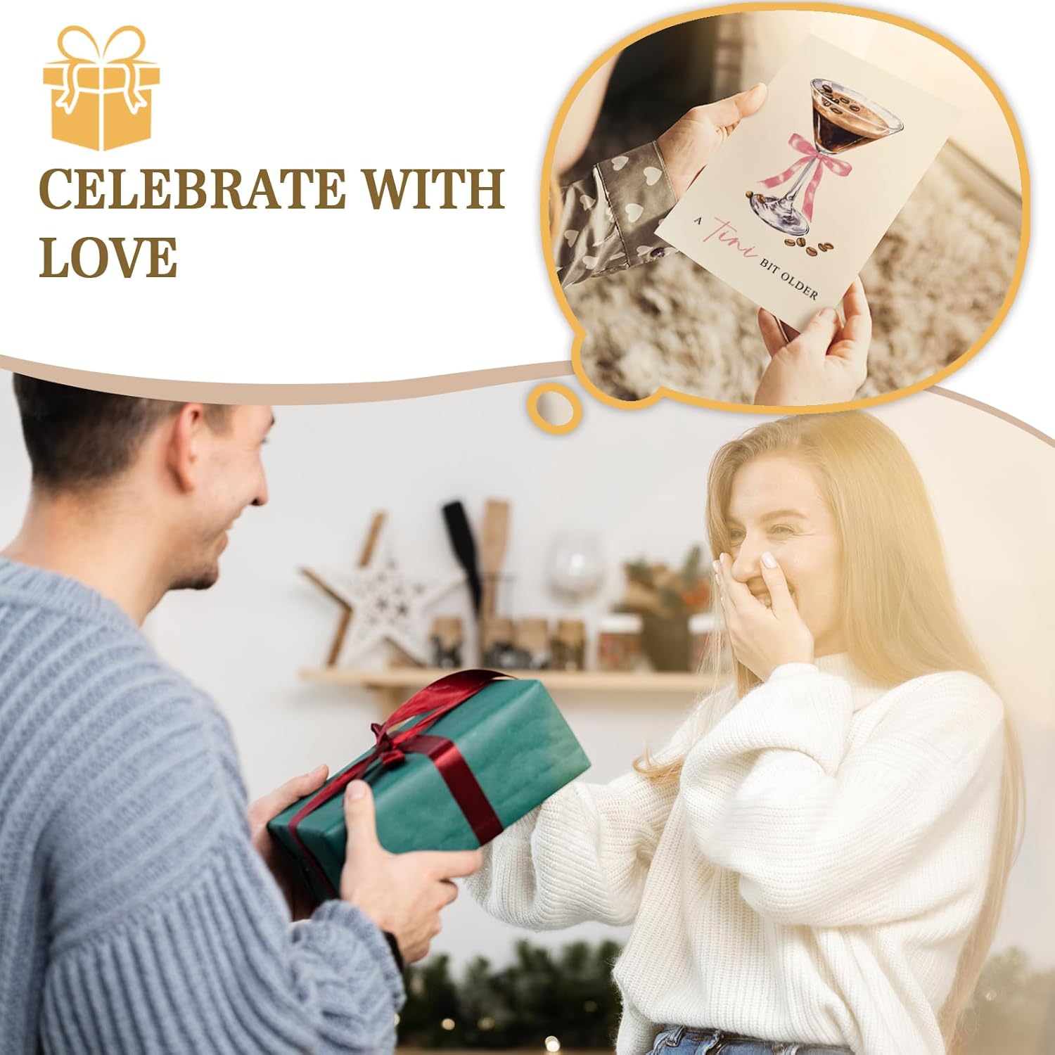 Espresso Martini Birthday Card for Friends, Classic Coffee & Cocktail Birthday Card for Women Girl, A Tini Bit Older Pun Bday Cards for Sister Mom Aunt Grandma Daughter Niece - Image 4