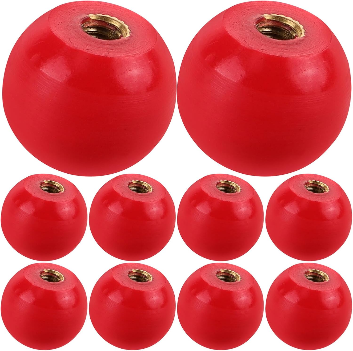 PRETYZOOM 10pcs Black Bakelite Round Ball Knobs with Copper Core M4 Threaded Crank Handles for Milling Machines, Industrial Machine Hand Crank Revolving Handles Replacement Parts