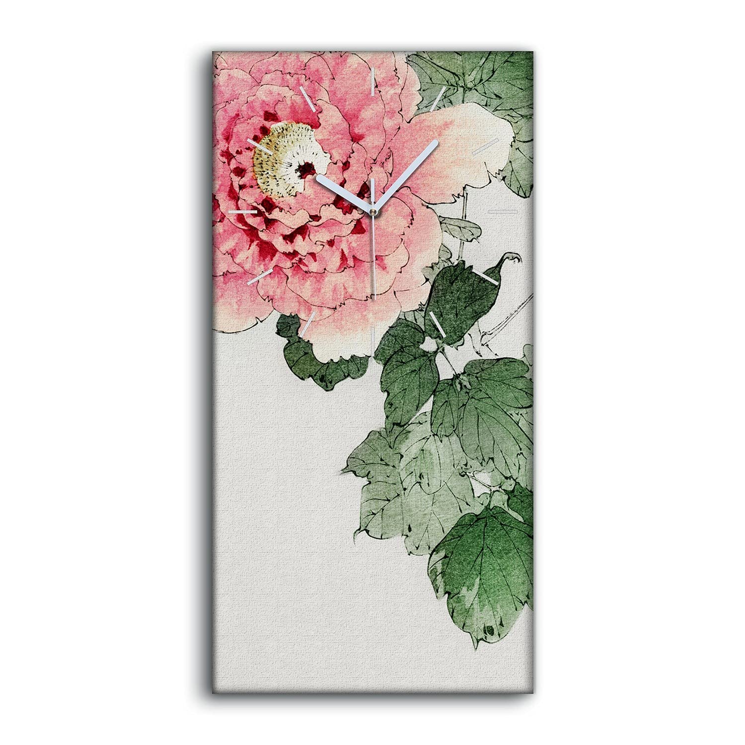 Horloge sur Toile Feuilles Asiatiques 30x60cm Coloray pour Décoration Murale