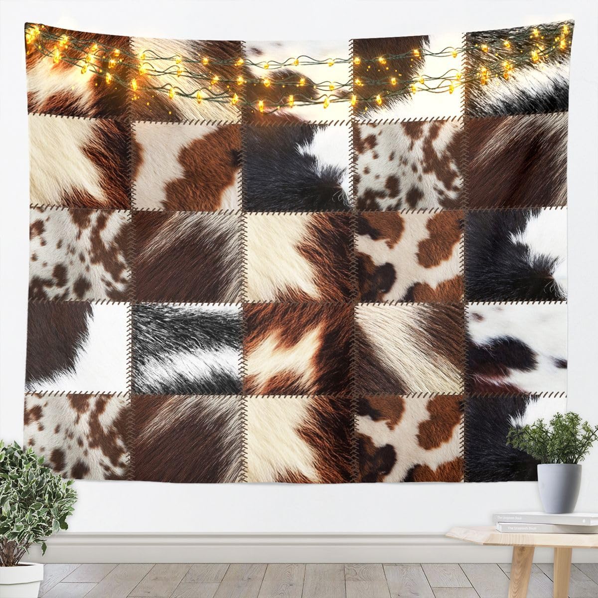 jejeloiu Texture Stripe Tapestry Teal Green Brown Wall Art Rustic Wood Grain Wall Hanging Blanket for Living Room Bedroom Modern Abstract Home Decor Medium 59"x59" image 3