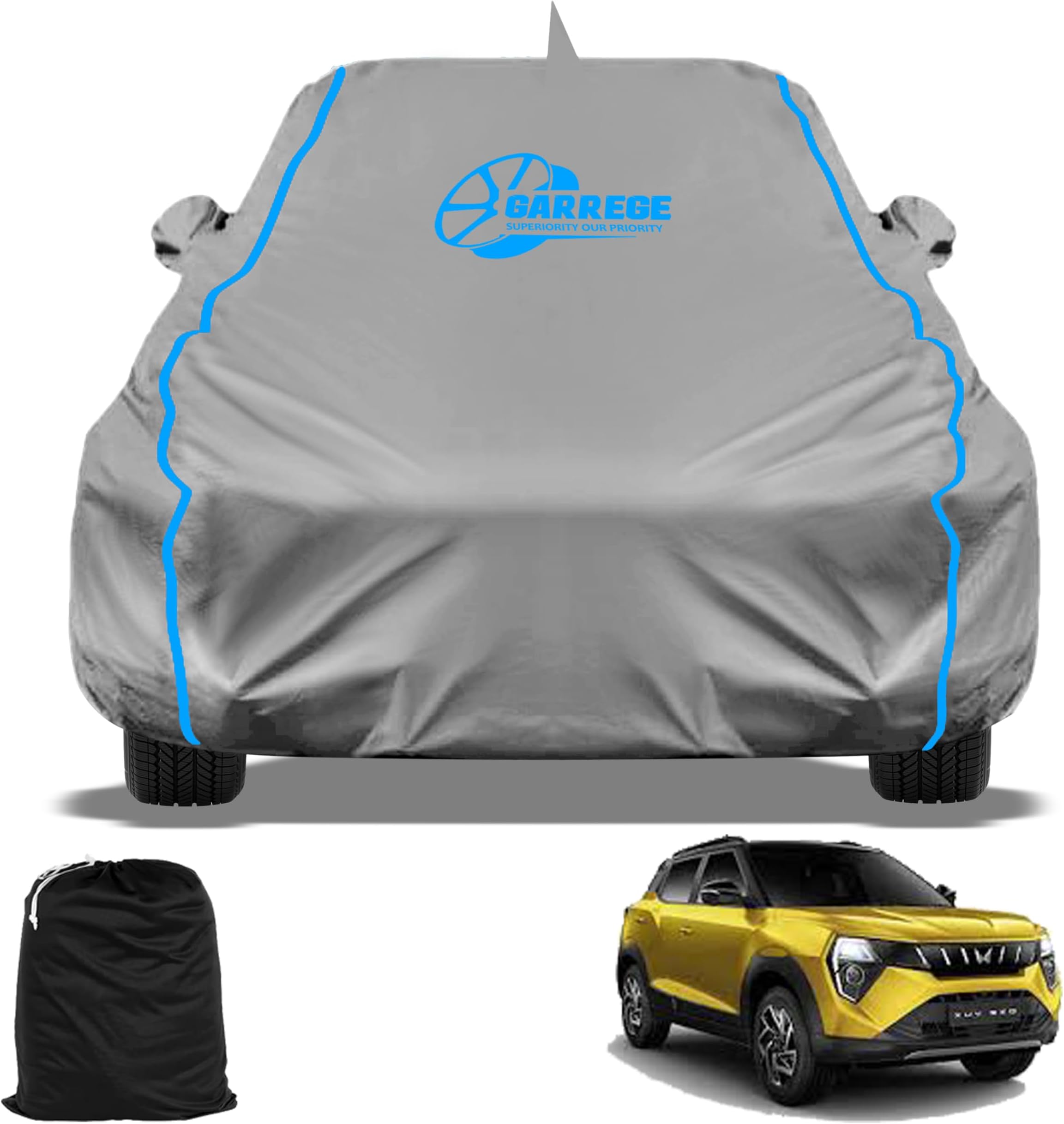 - Xuv 3Xo Car Cover Waterproof with Free Bag and Mirror with Anteena Pocket. Uv Protection All Weaterproof Cover Grey Fully Dustproof for Car