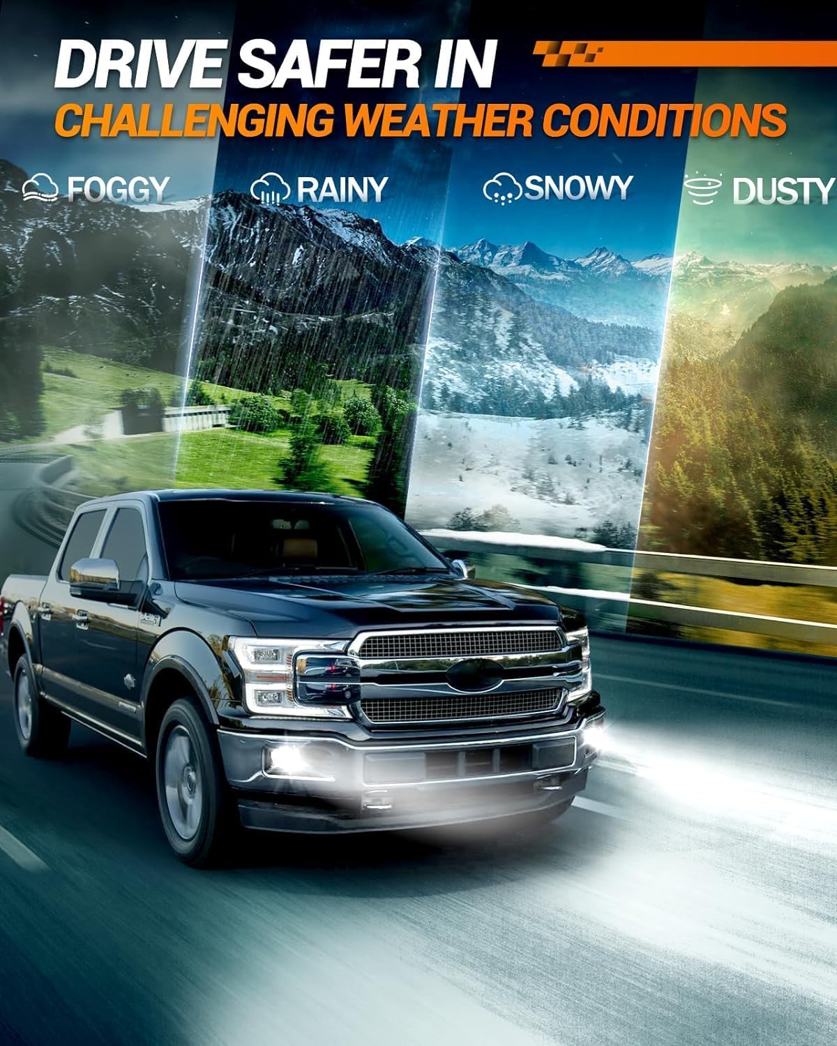 SEALIGHT H11 H8 LED Fog Light Bulb, 14000LM 24W Strong Penetration H8 H16 H11 LED Fog Lights, 6500k Cool White 5530 CSP Chips, IP68 Waterproof Plug and Play, Pack of 2