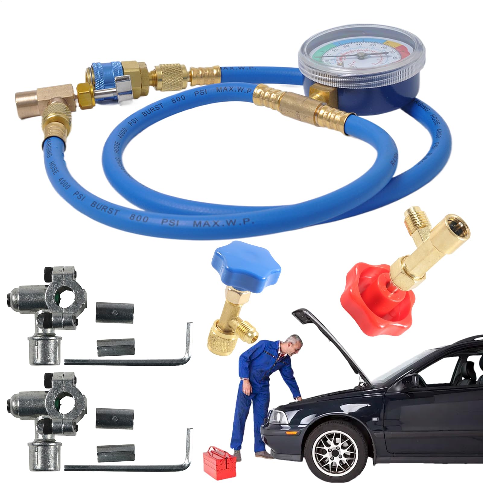 Kit Ricarica Gas R134a Rilevamento Perdite Ricarica Diagnostica | Kit Ricarica Refrigerante R-134a Diagnosi Refrigerante, Auto, Rilevamento Perdite Auto, Riparazione Cavi Per Veicoli E Casa