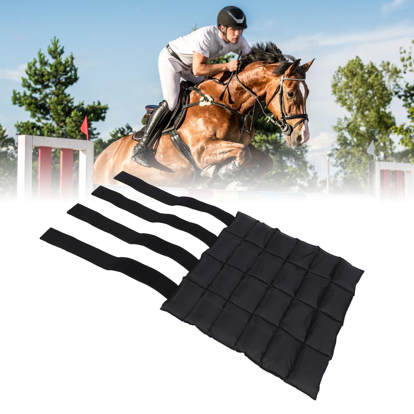 JEOZBM Bolsa de Hielo para Caballos, Envoltura para Piernas de Caballo, Envoltura Refrescante Reutilizable para Corvejones, Tobillos, Rodillas y Piernas, Color Negro