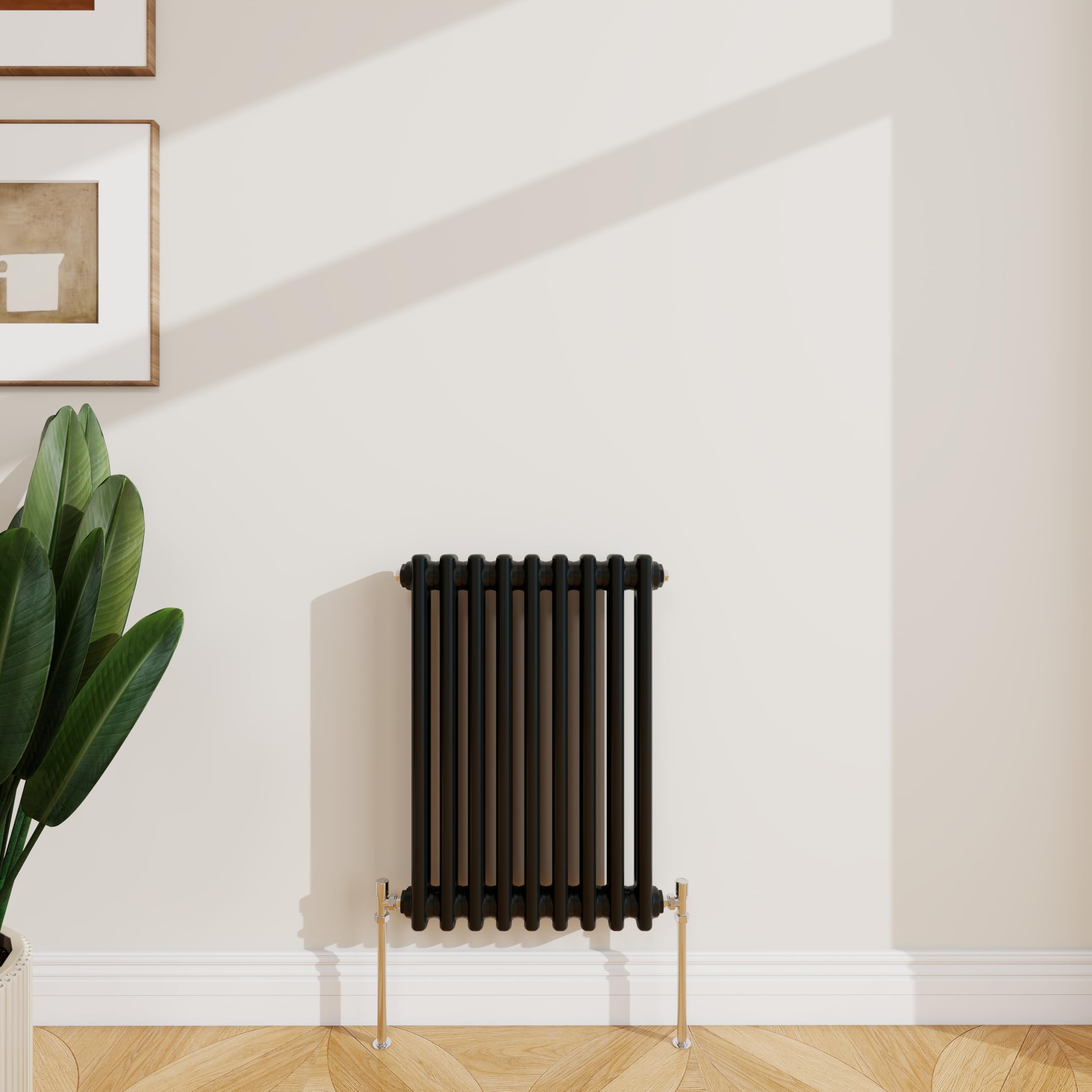 SLINE SANITARY 600x425mm Cast Iron Style Traditional 2 Column Horizontal Black Central Heating Radiator