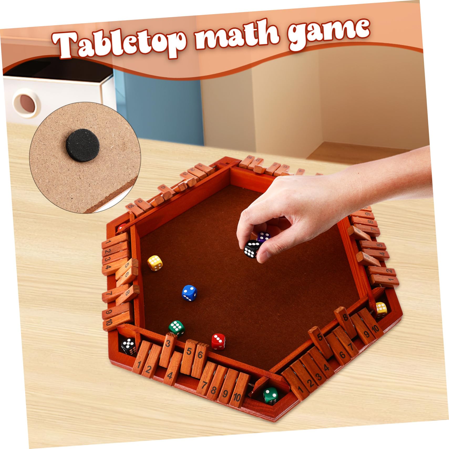 PLAFOPE Shut The Box Gra Drewniana z Sześciościennymi Kośćmi Liczbowymi Interaktywna Planszowa Gra Matematyczna Przyjęcia i Spotkania Rodzinne Wytrzymała i Przenośna Plansza z Drewna