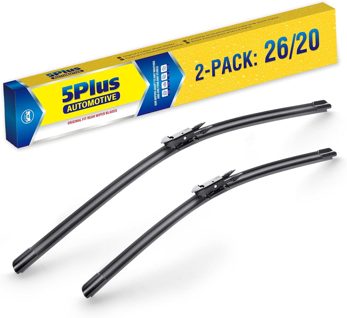 5 PLUS Custom-Fit Wipers fits Toyota Avalon 2005-2012 Wiper Blades | 26" and 20" Wiper Blade Set,All-Seasons,Streak-Free Wiping,Quiet Clear Visibility,OEM Quality,Original Equipment Replacement