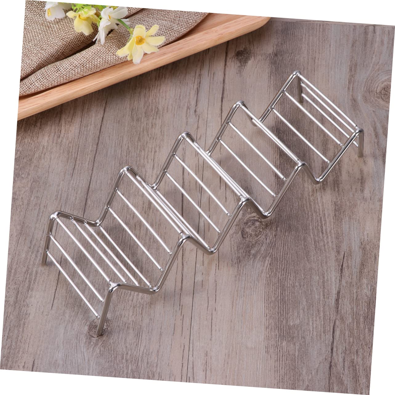 STOBAZA Metal Taco Stand Racks Holder Wire Taco Tacos Taco Stand Rack Stands Kitchen Utensil Metal Cookware Stainless Steel Taco Stand Taco Rack Silver