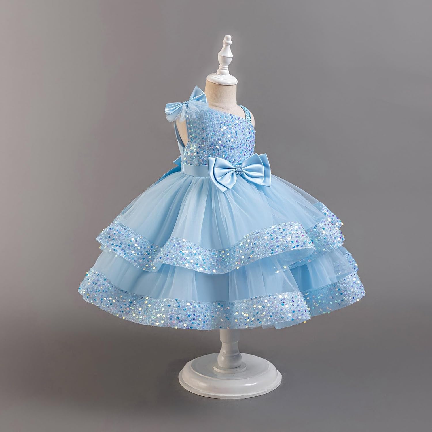 IBTOM CASTLE Girls Birthday Dress Sequin Tiered Tulle Tutu Party Flower Girl Wedding Toddler Pageant Formal Prom Gown - Image 3