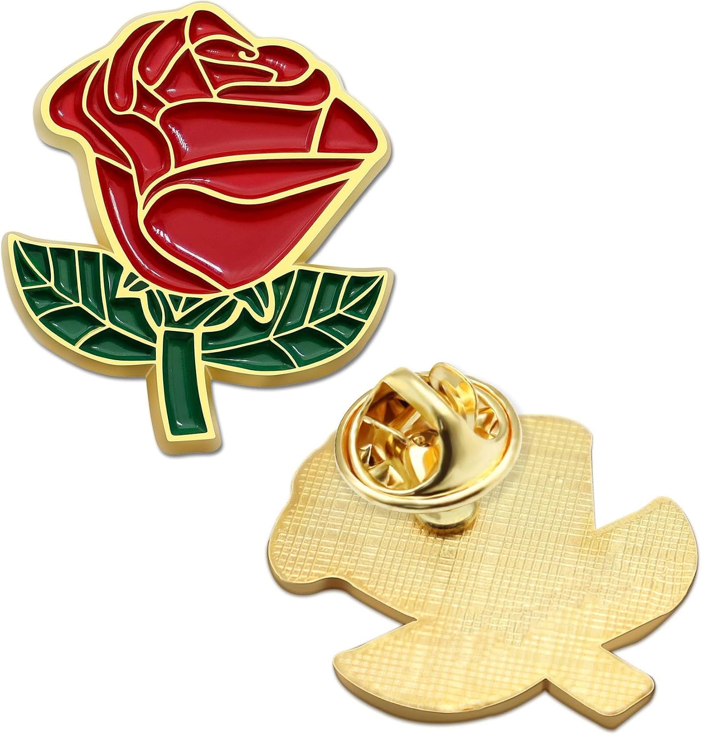 2/12/50/100Pcs Red Rose Flower Enamel Lapel Pin 1.2“ -Brooch Badge For Men Women Clothes Bags Hats