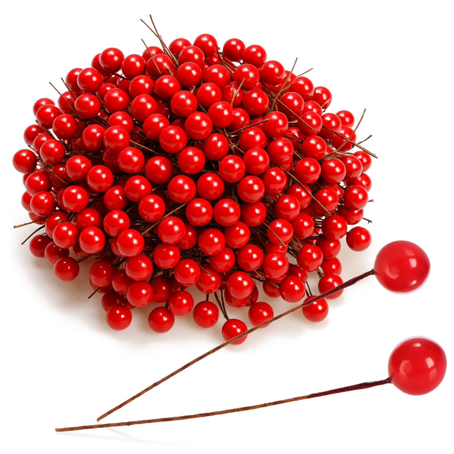 com-four® 150x scatter decoration, decorative branches with berries, decorative branches for scattering as handicraft supplies, embellishes gifts and potpourris (150 pieces - red berries)