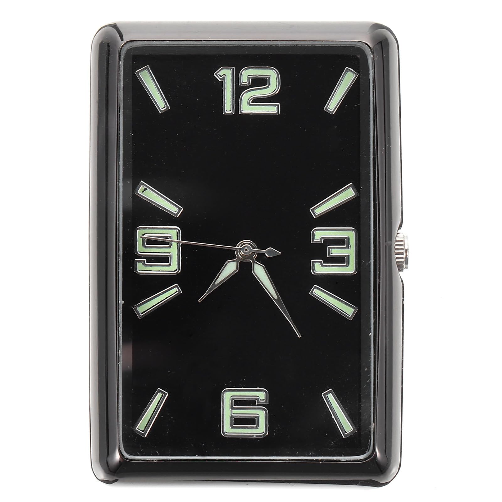 Reloj Cuadrado para Coche, Negro, Adhesivo de Aleación, y Vidrio