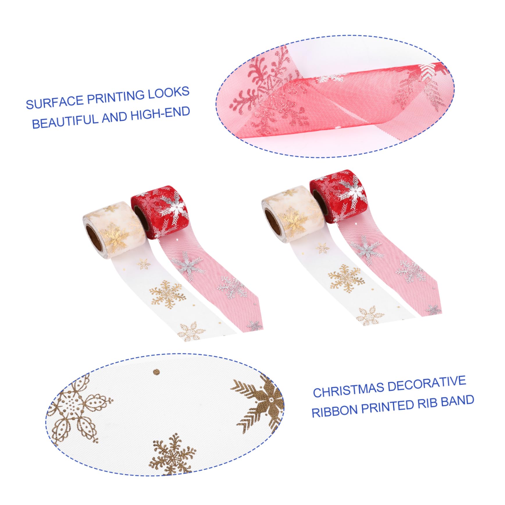 Beavorty 3 Juegos De Rollos De Cinta De Organza Con Forma De De Nieve Para 25 Yardas Malla Decorativa Para Envolver Proyectos De Manualidades Navideñas 2 Piezas X 3