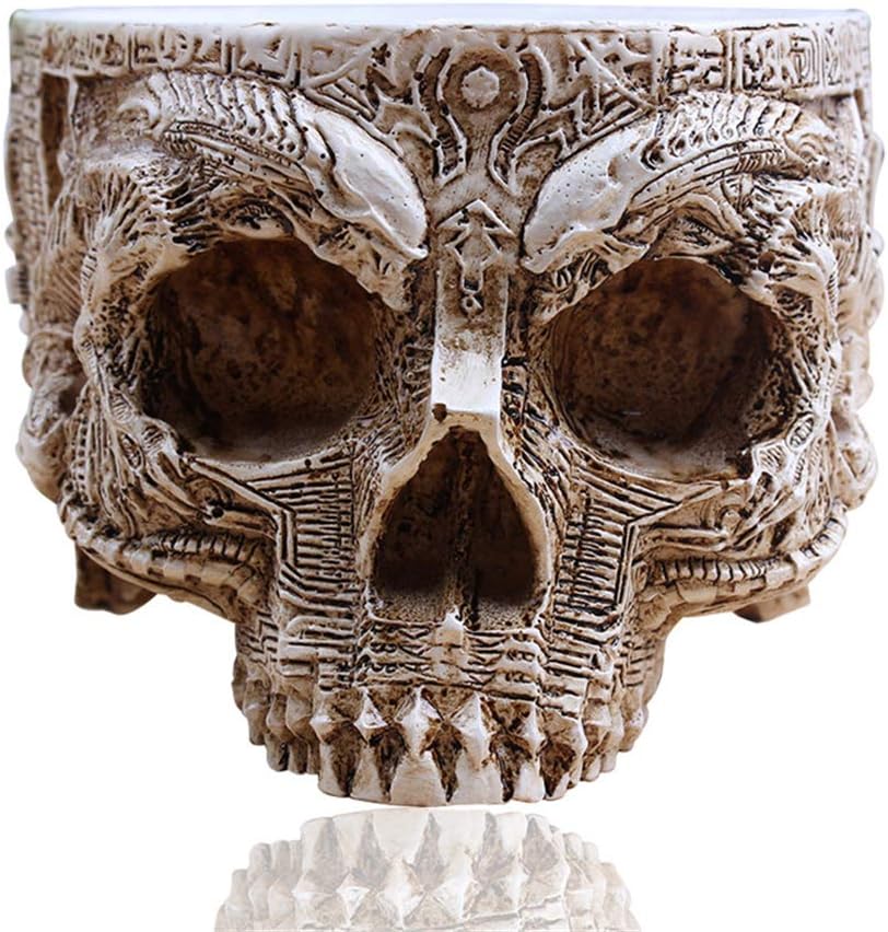 RMMWhite Antique Sculpture Human Skull Planter Garden Storage Pots Container Macetas Decoration Flower Pot for Home Decor