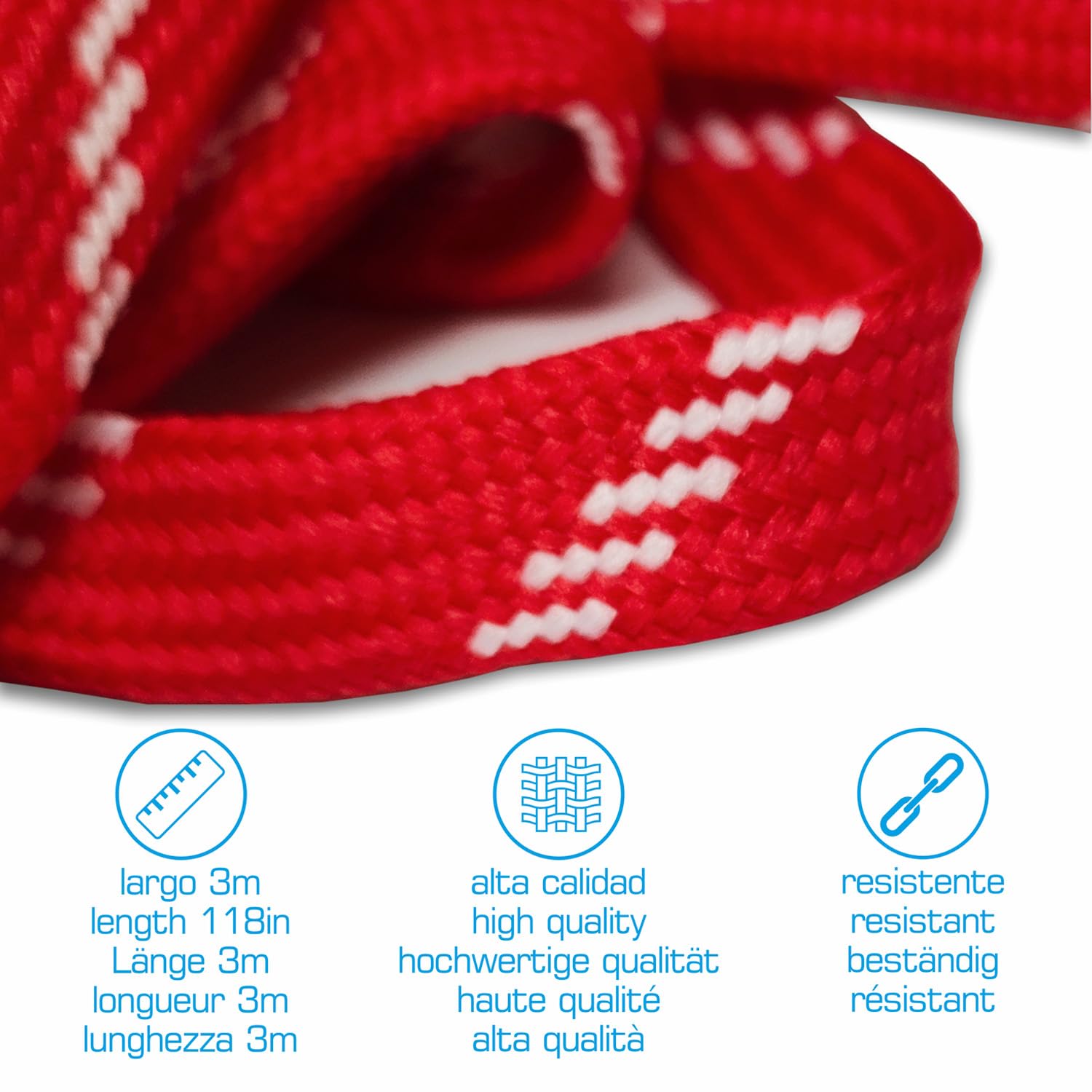 Cordones planos profesionales para hockey 3 m - 118in resistentes