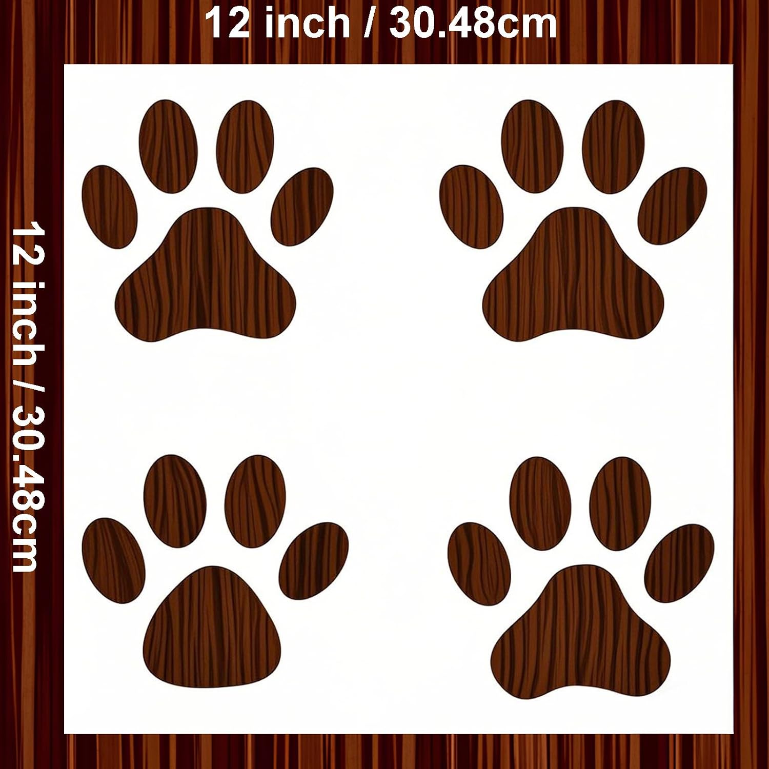 Paw Print Large Wall Stencils, 12"x12" (Paw B)