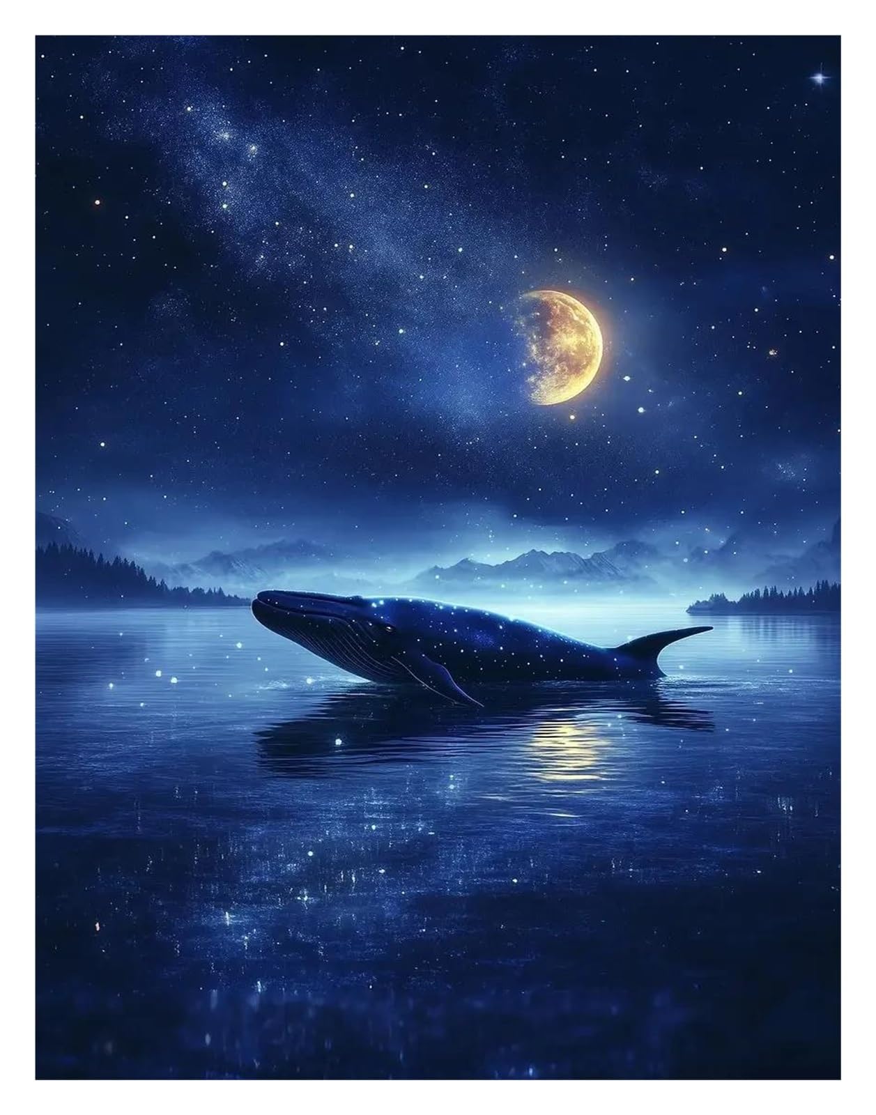 Affiche de baleines rêveuses et nuit magique : une invitation au voyage céleste sur toile
